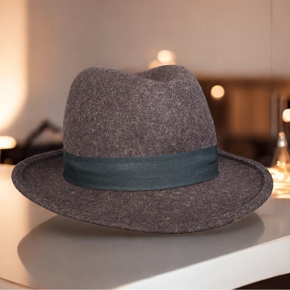 Kate Landry Brown 100% Wool Fedora Fashion Derby Church Hat with Black Band OS